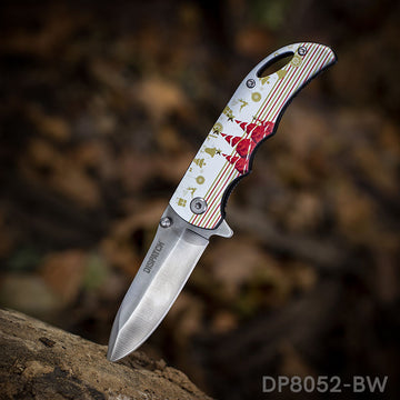 Spring Assisted Drop Point Folding Knife with Holiday Design 3D Effect Handle - Dispatch Outdoor Life